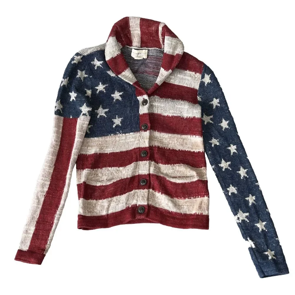Vintage Ralph Lauren Denim Supply Sweater Button Up S American Flag USA Cardigan - Picture 1 of 13
